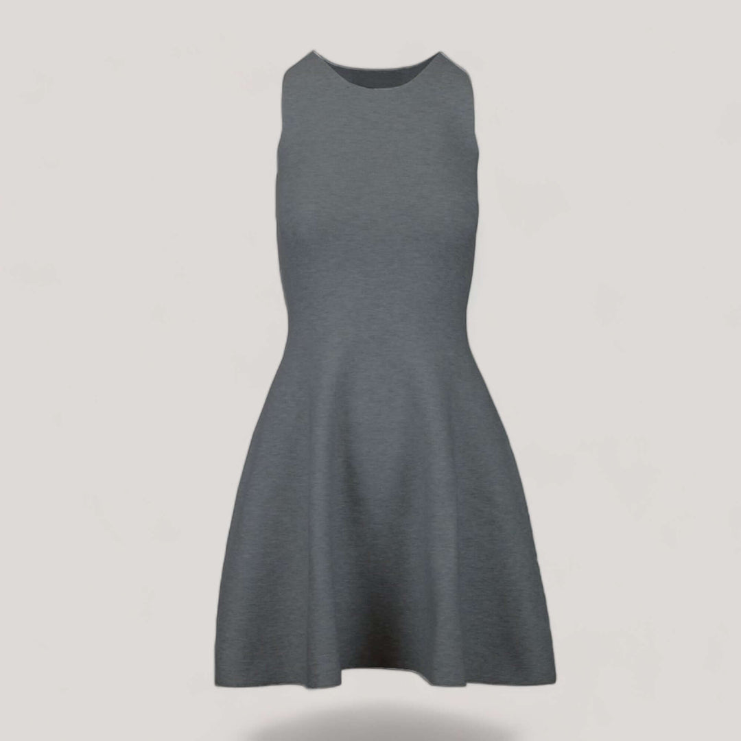 ANNA | Sleeveless Flared Knit Dress | COLOR: CHARCOAL |3D Knitted by ALLTRUEIST