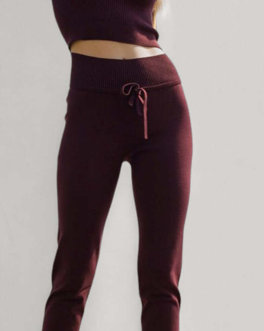 CHARLOTTE | High-Waisted Drawstring Sweatpants | COLOR: BORDEAUX |3D Knitted by ALLTRUEIST