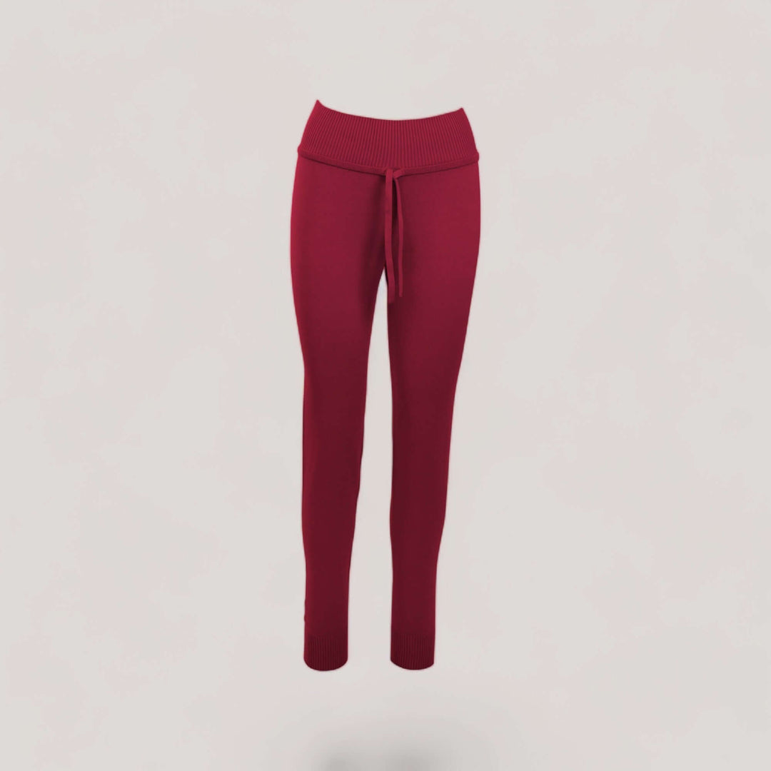 CHARLOTTE | High-Waisted Drawstring Sweatpants | COLOR: CRIMSON |3D Knitted by ALLTRUEIST