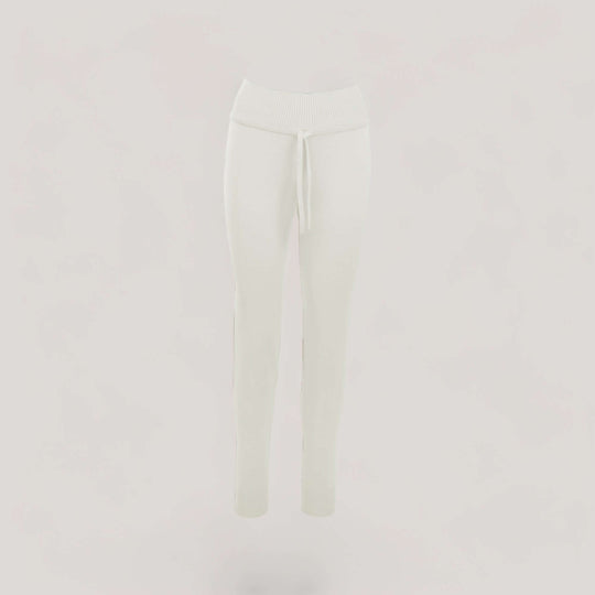 CHARLOTTE | High-Waisted Drawstring Sweatpants | COLOR: IVORY |3D Knitted by ALLTRUEIST