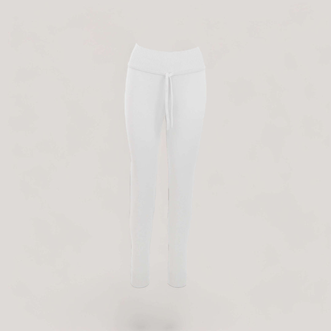 CHARLOTTE | High-Waisted Drawstring Sweatpants | COLOR: WHITE |3D Knitted by ALLTRUEIST