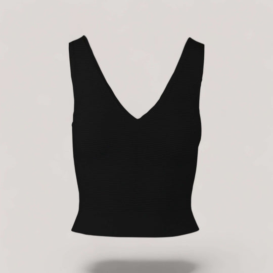 CLARET | V-Neck Tank Top | COLOR: BLACK |3D Knitted by ALLTRUEIST