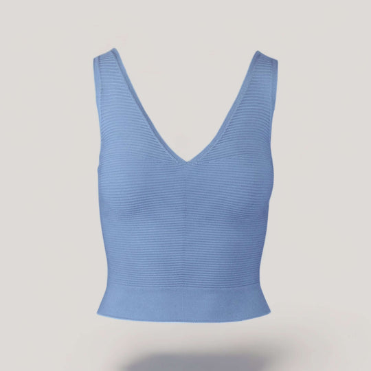 CLARET | V-Neck Tank Top | COLOR: LIGHT BLUE |3D Knitted by ALLTRUEIST