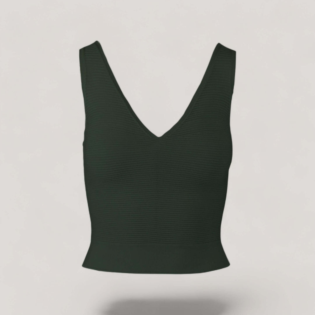 CLARET | V-Neck Tank Top | COLOR: LODEN (Dark Green) |3D Knitted by ALLTRUEIST