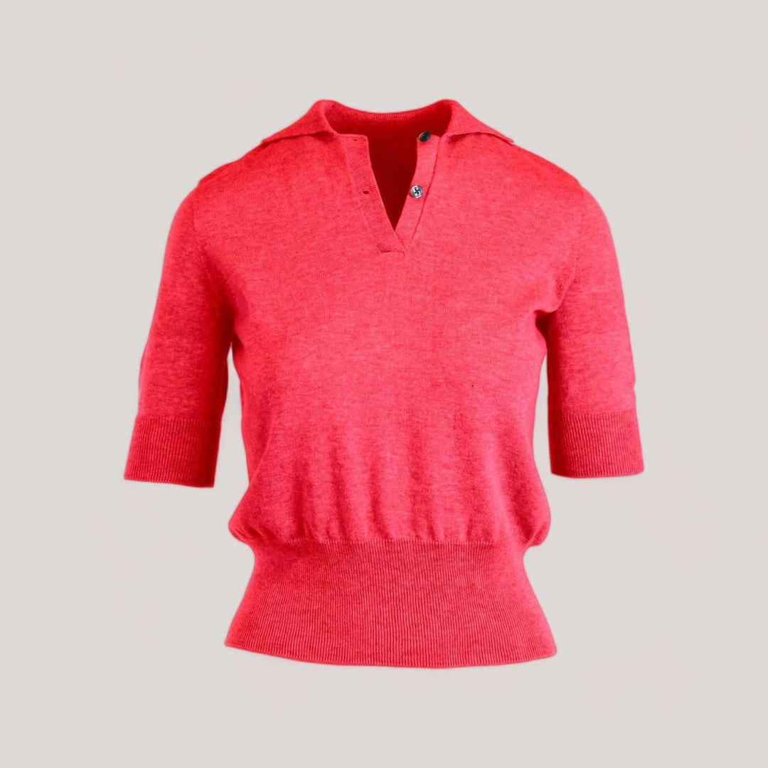 AUDREY | Egyptian Cotton Polo Shirt | COLOR: CORALLO |3D Knitted by ALLTRUEIST