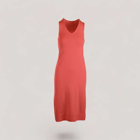 BROOKE | Egyptian Cotton Sleeveless Dress | COLOR: CORALLO |3D Knitted by ALLTRUEIST