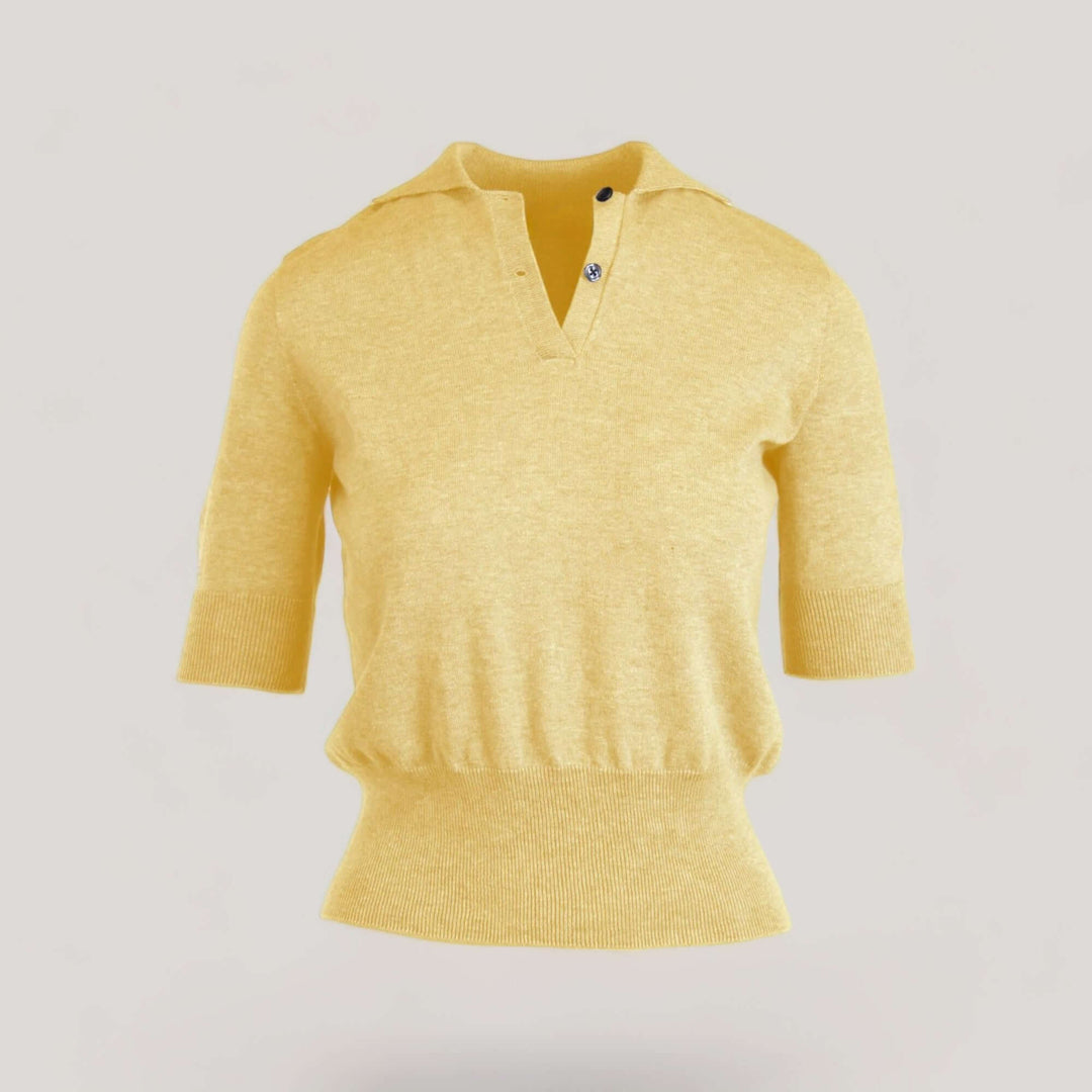 AUDREY | Egyptian Cotton Polo Shirt | COLOR: CREMA |3D Knitted by ALLTRUEIST