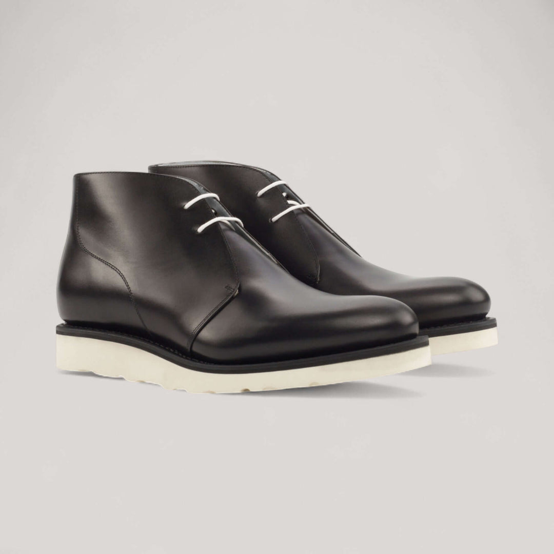 Chukka Wedge Boots - Black - Box Calf | Blake Welt