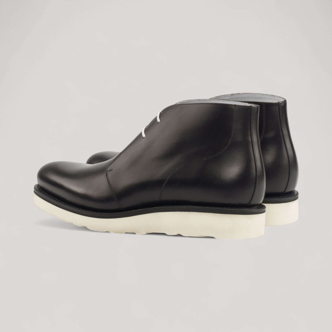 Chukka Wedge Boots - Black - Box Calf | Blake Welt