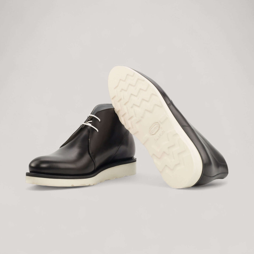 Chukka Wedge Boots - Black - Box Calf | Blake Welt
