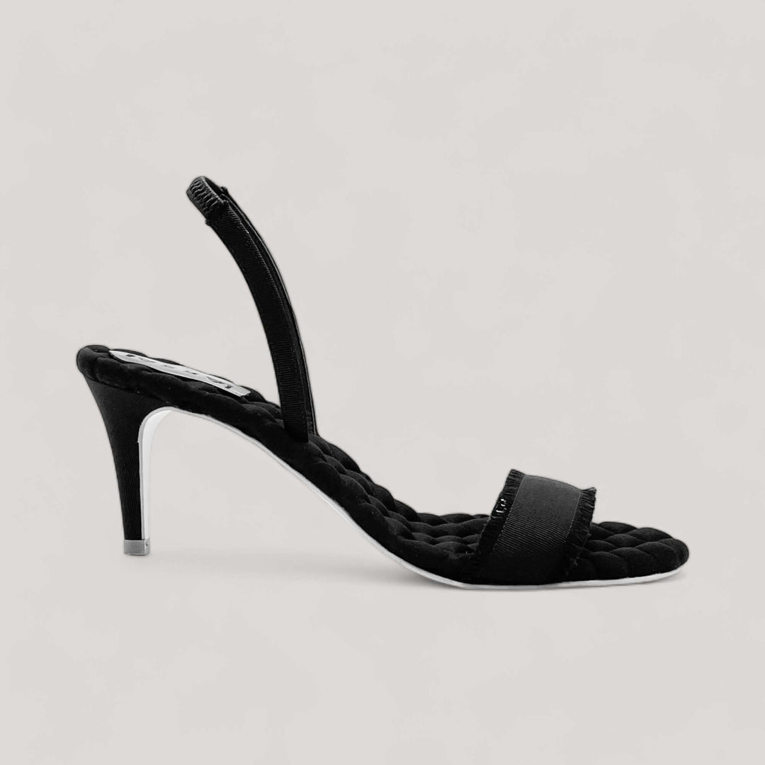 CLAUDIA | Black Grosgrain - Slingback Sandals