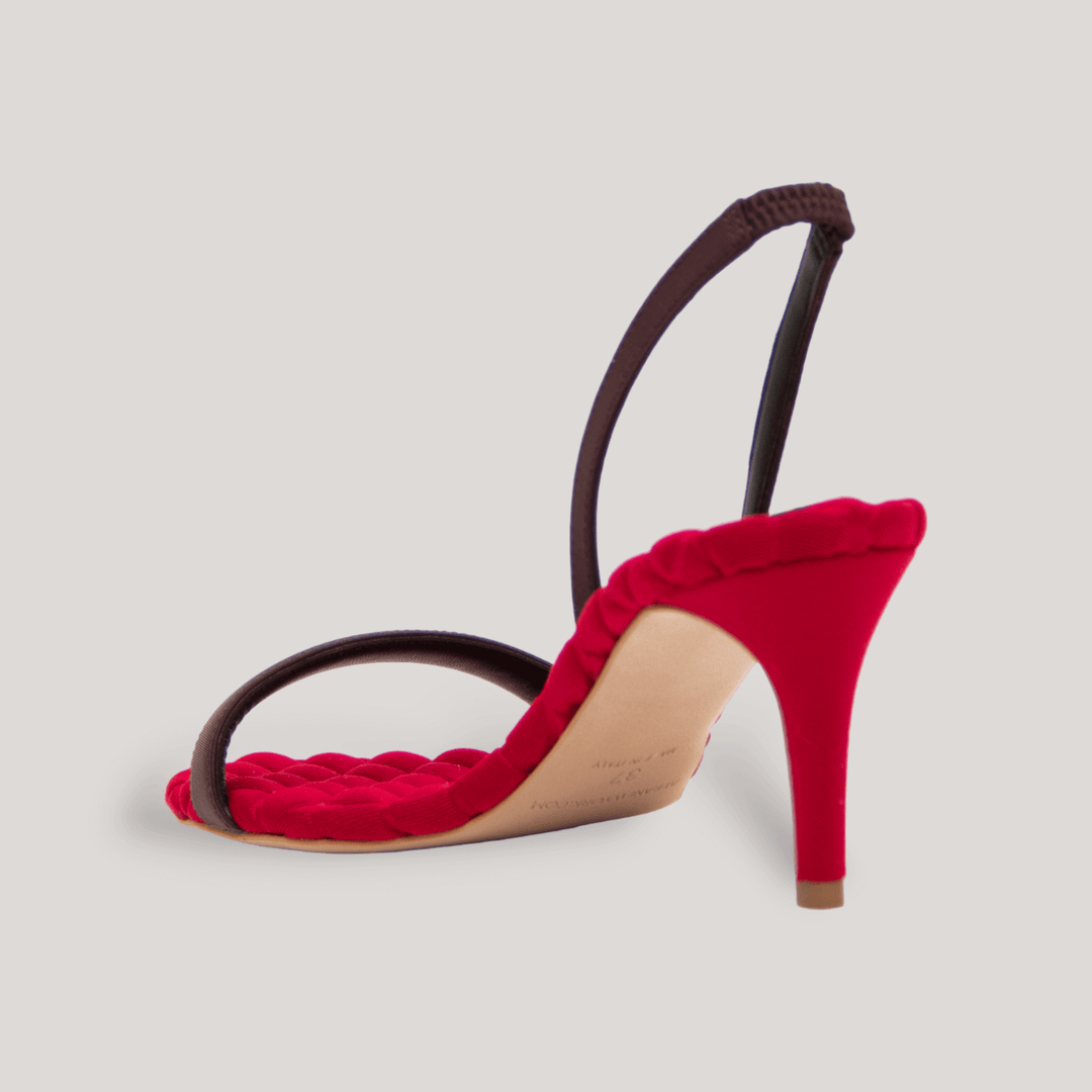 CLAUDIA | Bordeaux Satin Slingback Sandals | women's shoes | AERA | ALLTRUEIST