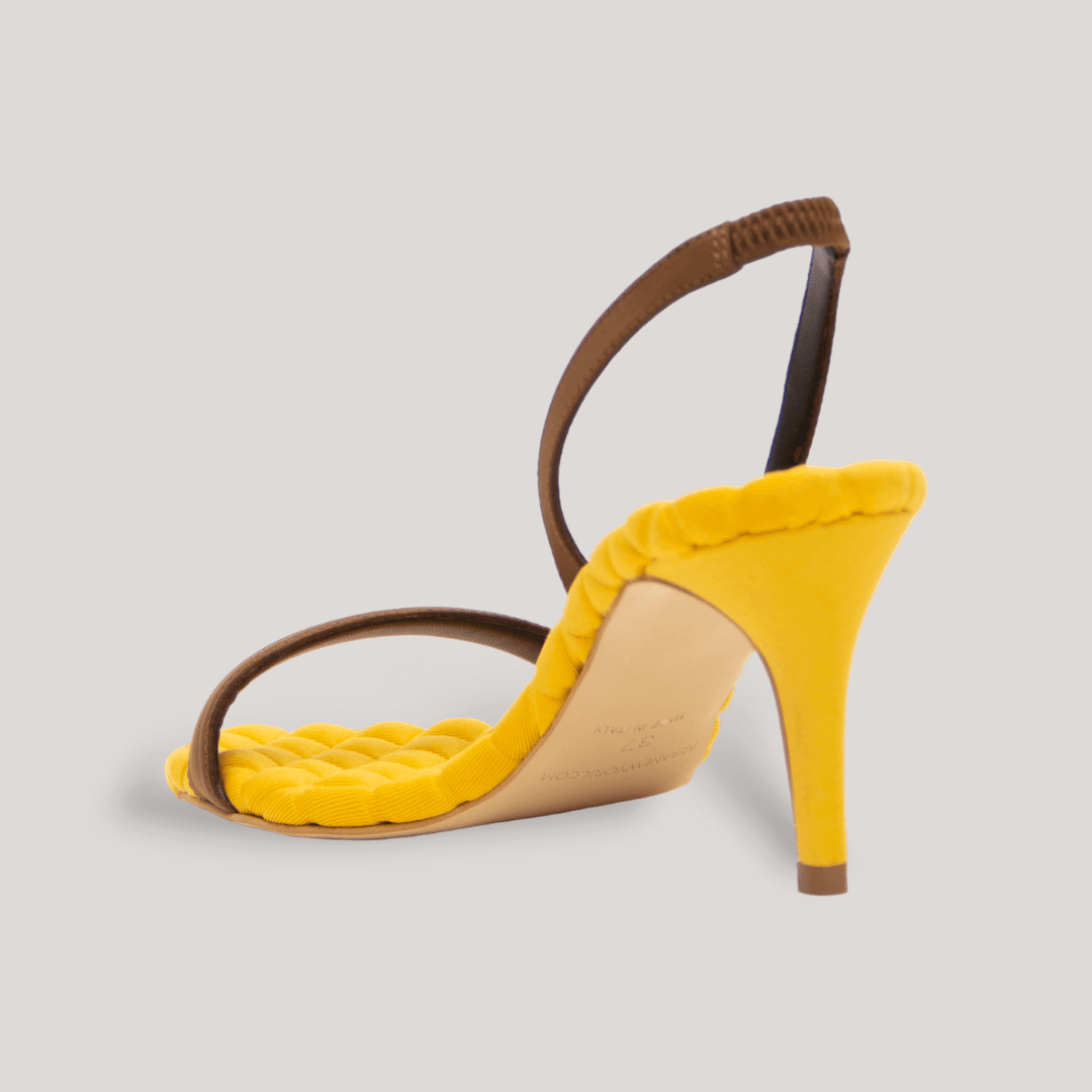 CLAUDIA | Yellow - Brown Satin Slingback Sandals | women's shoes | AERA | ALLTRUEIST