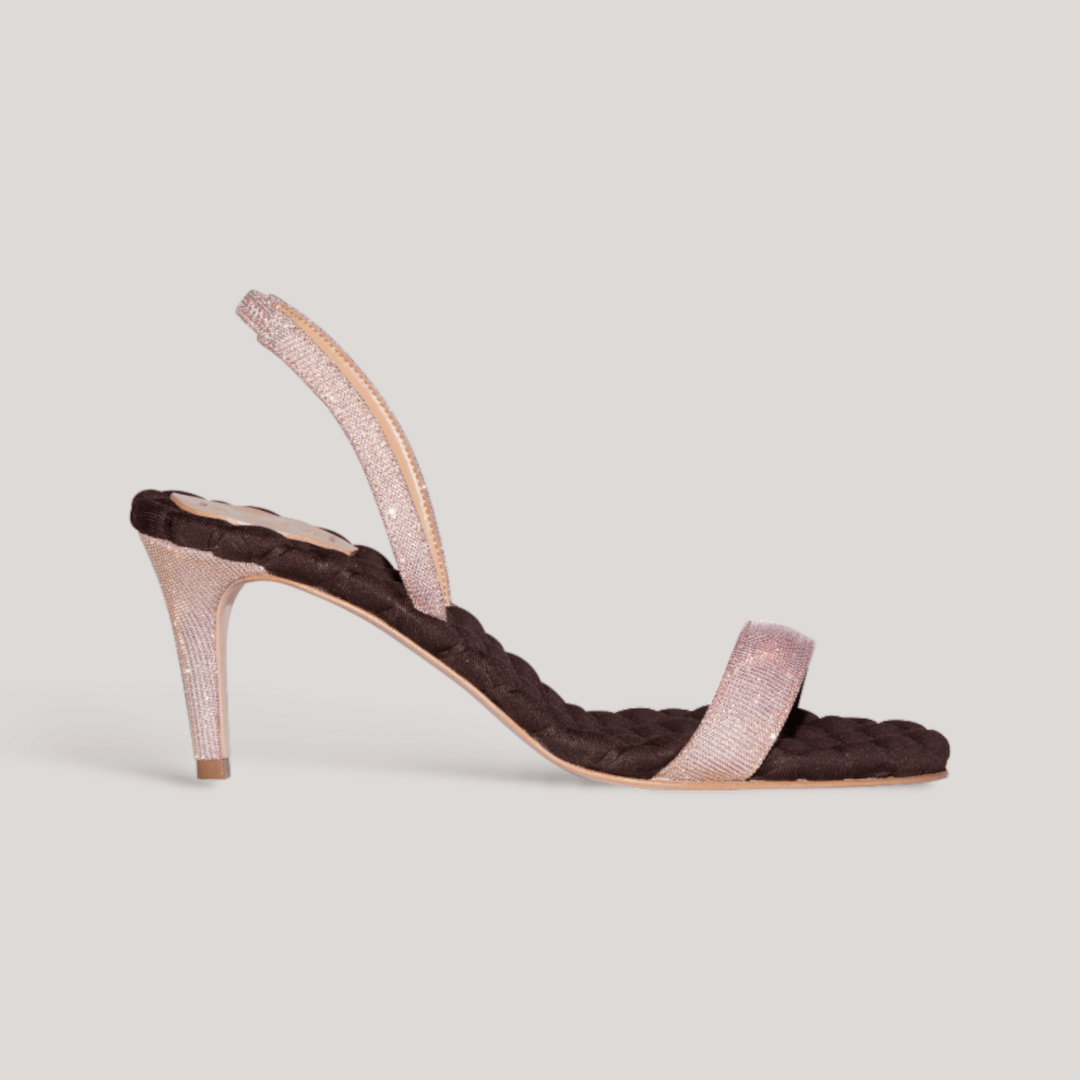 CLAUDIA | Pink Lurex - Slingback Sandals
