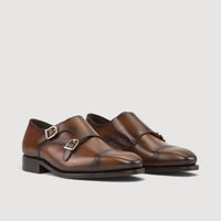 Double Monk Strap - Brown - Burnished Leather | Goodyear Welt