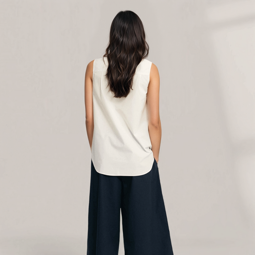 Laura - Camisa sin mangas de algodón orgánico | Blanco