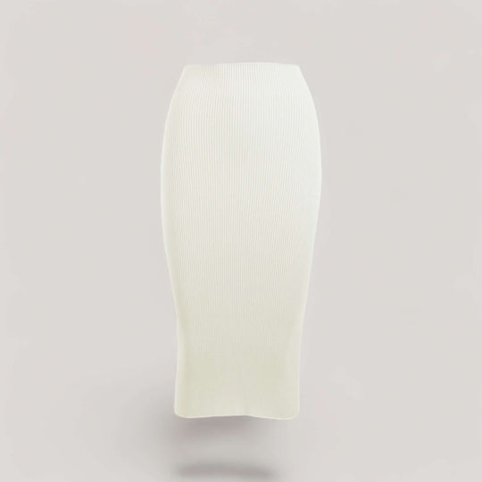 ELLERY | Ribbed High Waisted Midi Skirt | COLOR: IVORY |3D Knitted by ALLTRUEIST