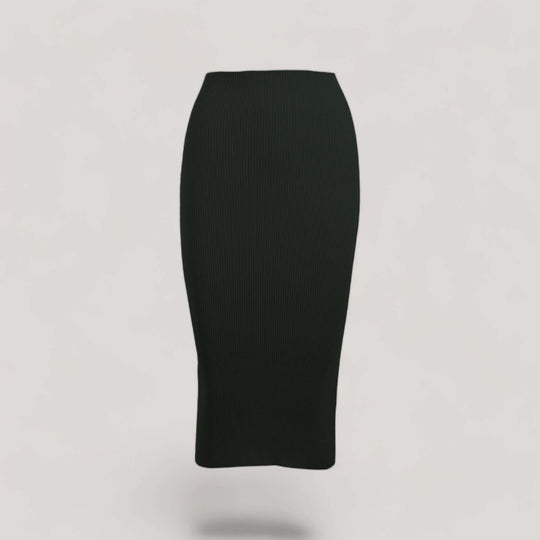 ELLERY | Ribbed High Waisted Midi Skirt | COLOR: LODEN |3D Knitted by ALLTRUEIST