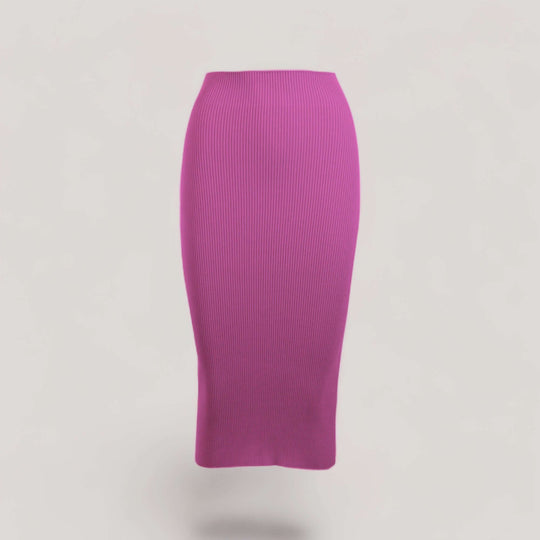 ELLERY | Ribbed High Waisted Midi Skirt | COLOR: MAGENTA |3D Knitted by ALLTRUEIST