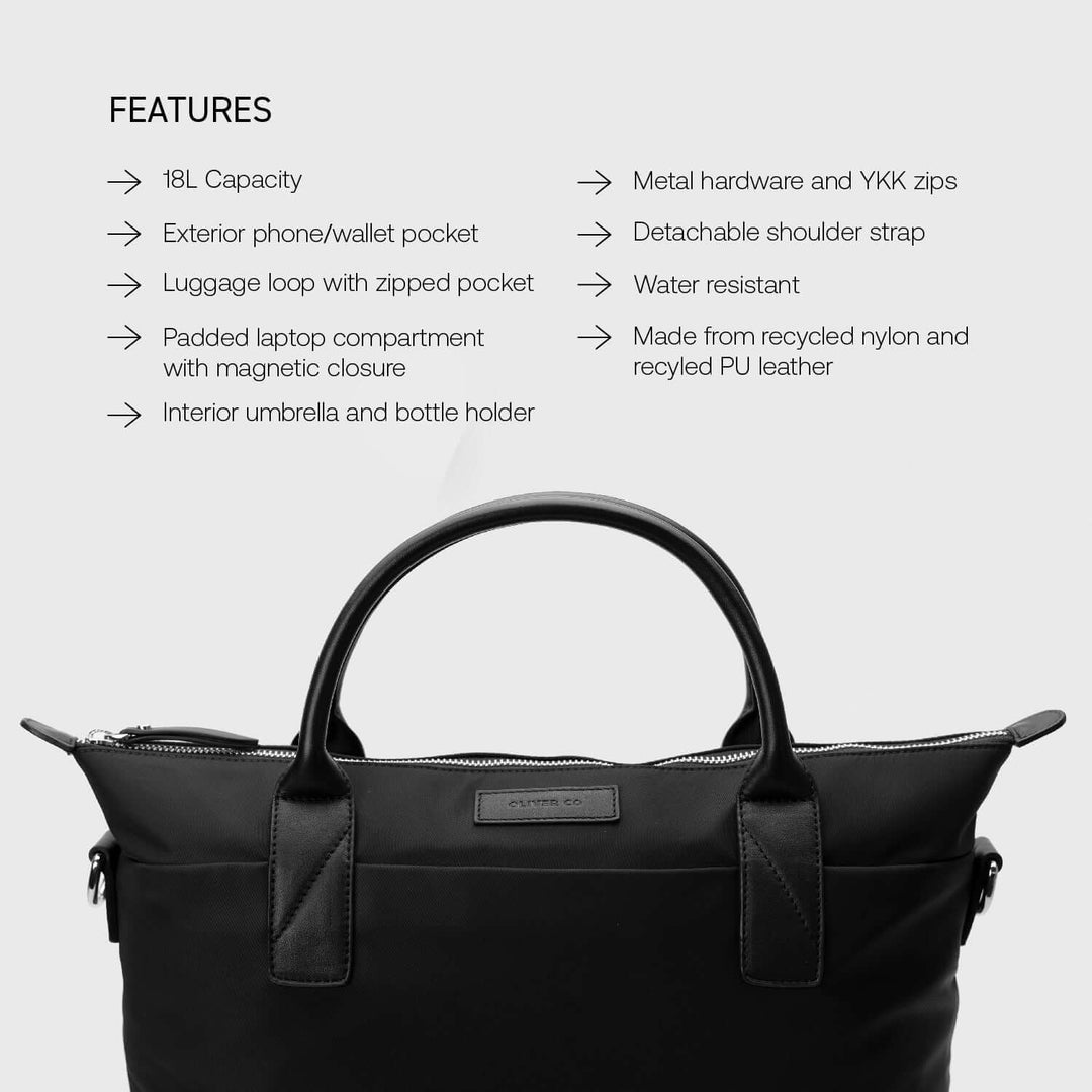 Everyday Tote Bag | Black Recycled Nylon