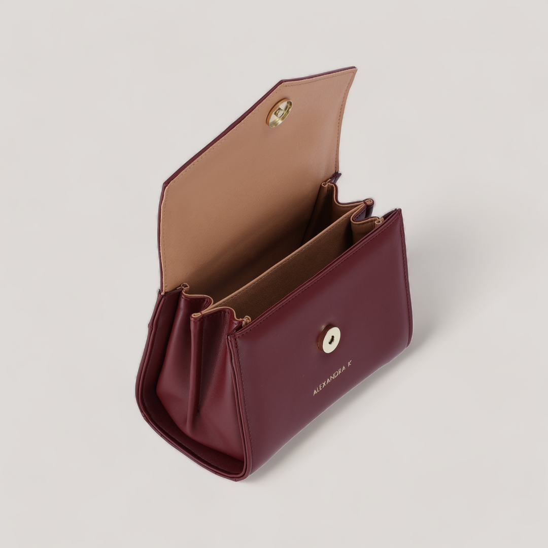 Faith Mini - Top Handle Bag - Burgundy Corn Leather | Vegan Handbags | By Alexandra K.. Available at ALLTRUEIST