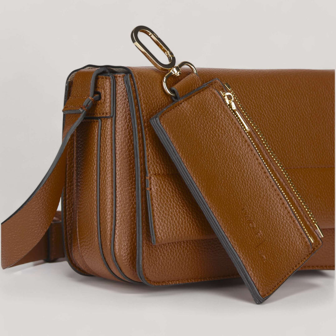 Farah.24 | Flap Crossbody Bag | Tan