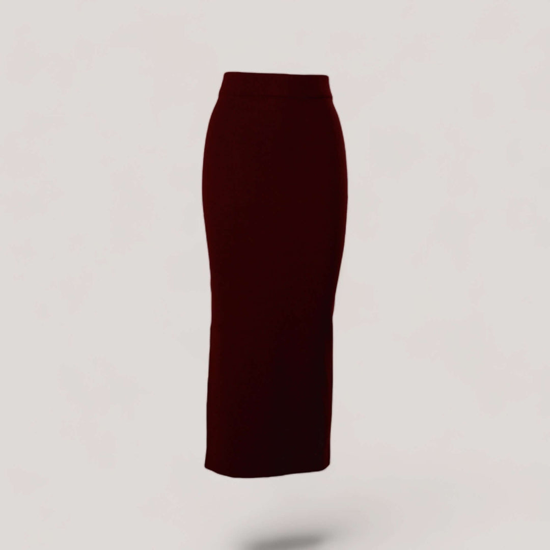 GRETA | High Waisted Long Skirt | COLOR: BORDEAUX |3D Knitted by ALLTRUEIST