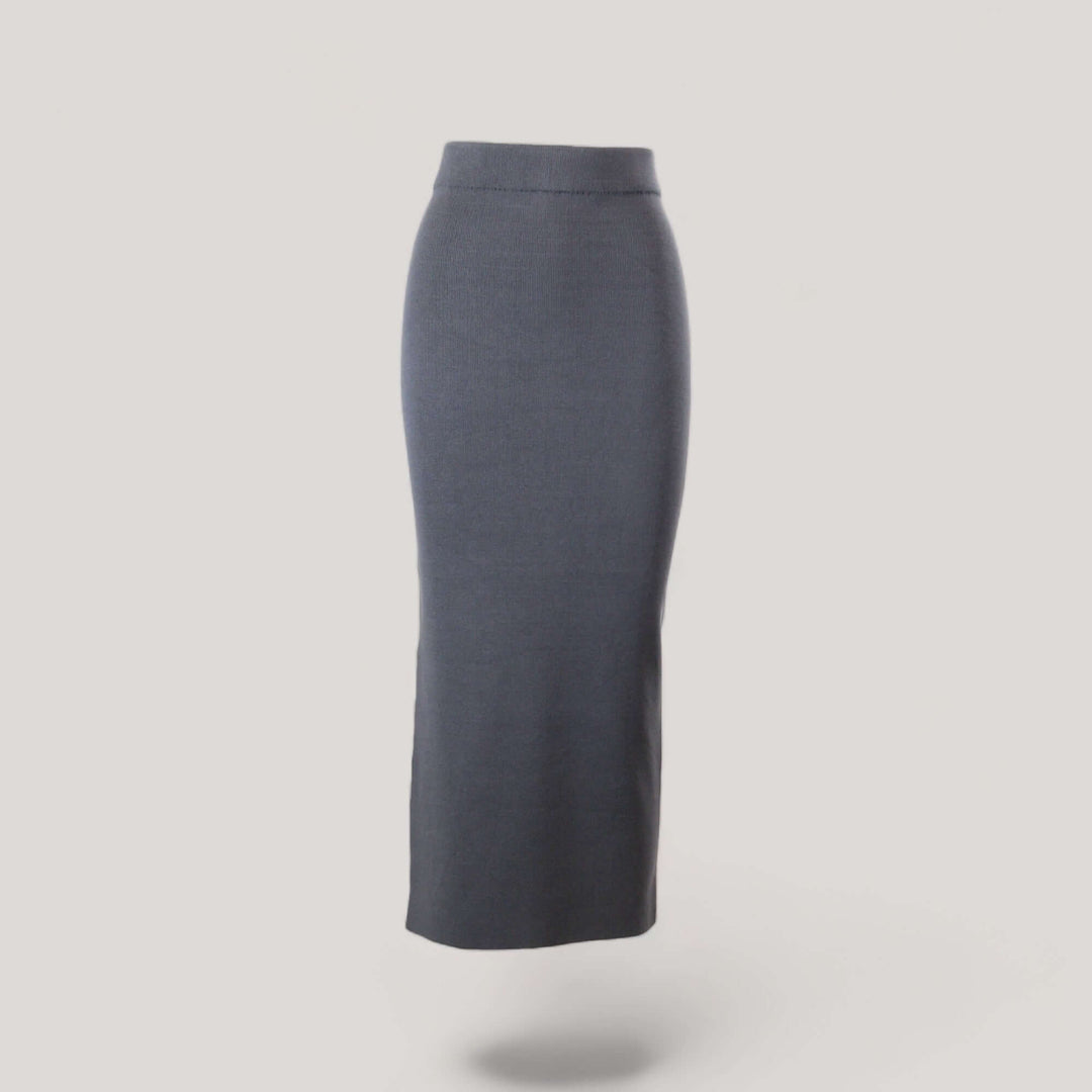 GRETA | High Waisted Long Skirt | COLOR: CHARCOAL |3D Knitted by ALLTRUEIST