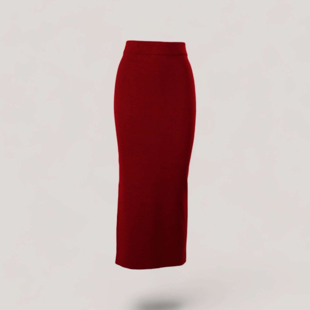 GRETA | High Waisted Long Skirt | COLOR: CRIMSON |3D Knitted by ALLTRUEIST