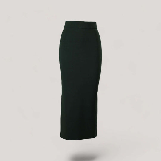 GRETA | High Waisted Long Skirt | COLOR: LODEN |3D Knitted by ALLTRUEIST
