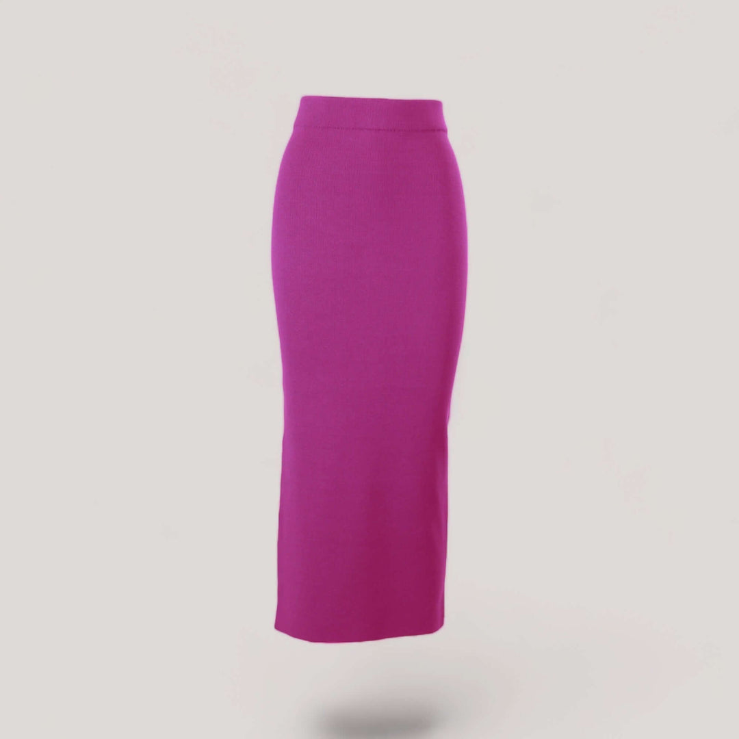 GRETA | High Waisted Long Skirt | COLOR: MAGENTA |3D Knitted by ALLTRUEIST