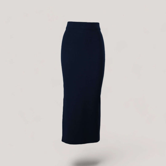 GRETA | High Waisted Long Skirt | COLOR: NAVY |3D Knitted by ALLTRUEIST