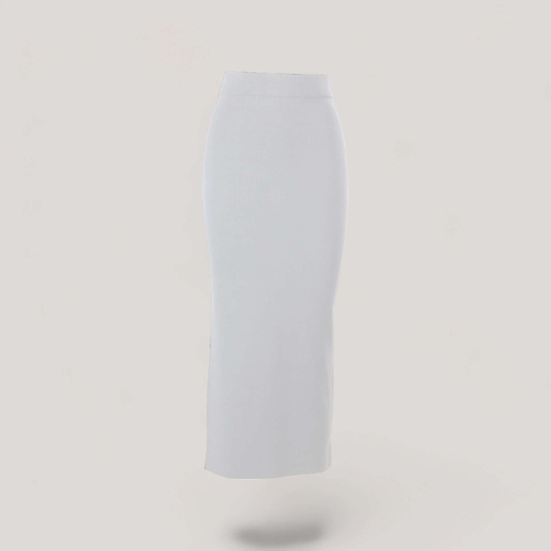 GRETA | High Waisted Long Skirt | COLOR: WHITE |3D Knitted by ALLTRUEIST