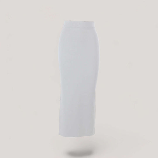 GRETA | High Waisted Long Skirt | COLOR: WHITE |3D Knitted by ALLTRUEIST