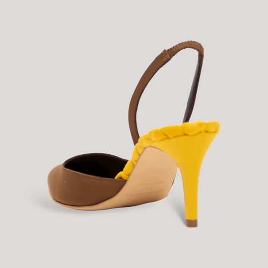 GABRIELLA | Yellow - Brown Satin Slingback Pumps | women's shoes | AERA | ALLTRUEIST