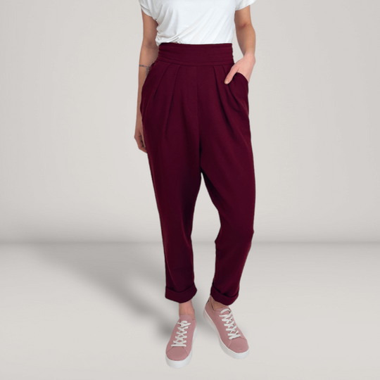 Pleated Fine French Terry Tapered Track Pants | Tourmaline | Women's Clothing | ALLTRUEIST By Maryna | ALLTRUEIST