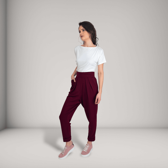Pleated Fine French Terry Tapered Track Pants | Tourmaline | Women's Clothing | ALLTRUEIST By Maryna | ALLTRUEIST