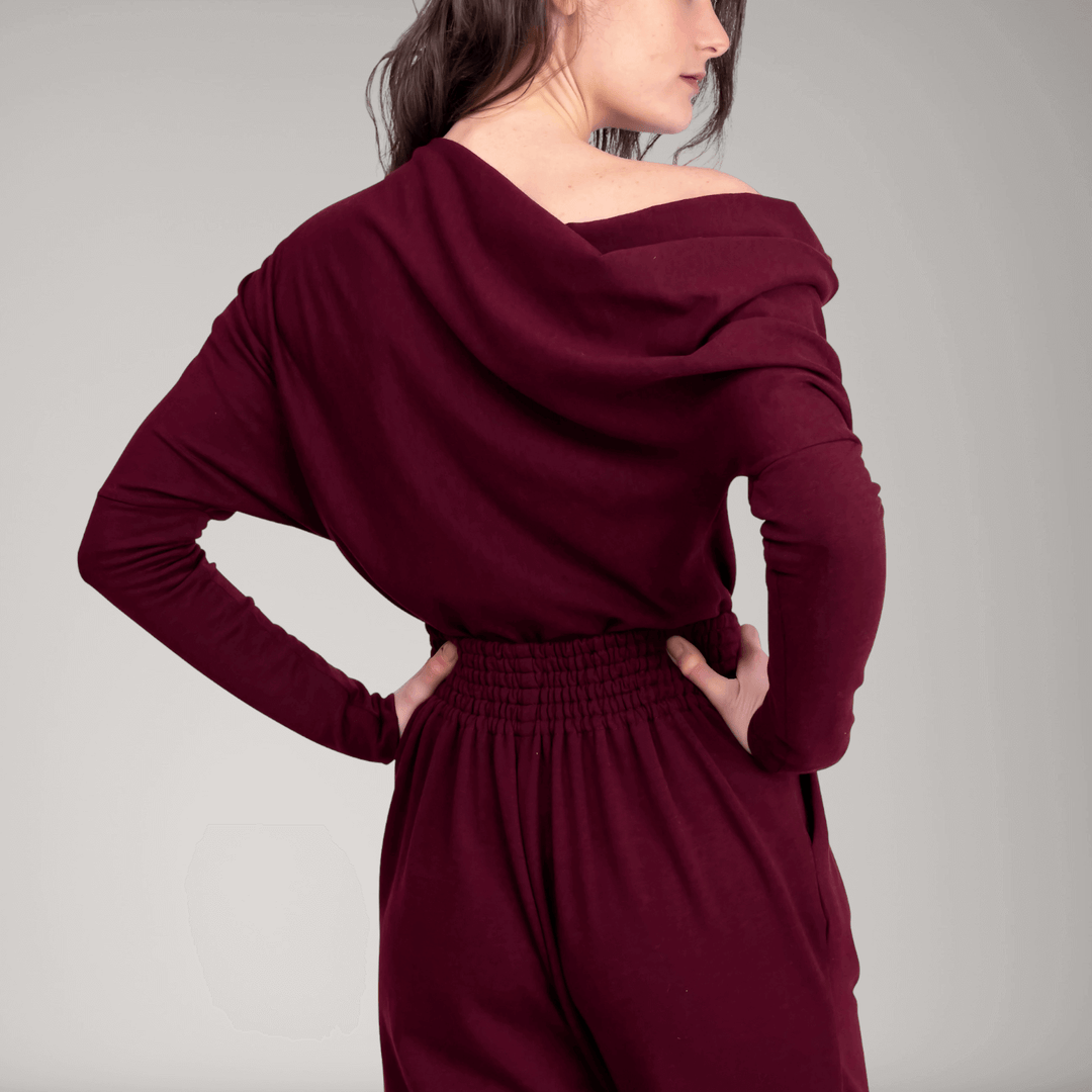 One-Shoulder Fine French Terry Sweater | Tourmaline | Women's Clothing | ALLTRUEIST By Maryna | ALLTRUEIST
