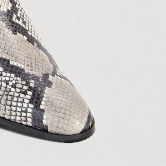 STEFFY | Beige Faux-Snake Print - Ankle Boots