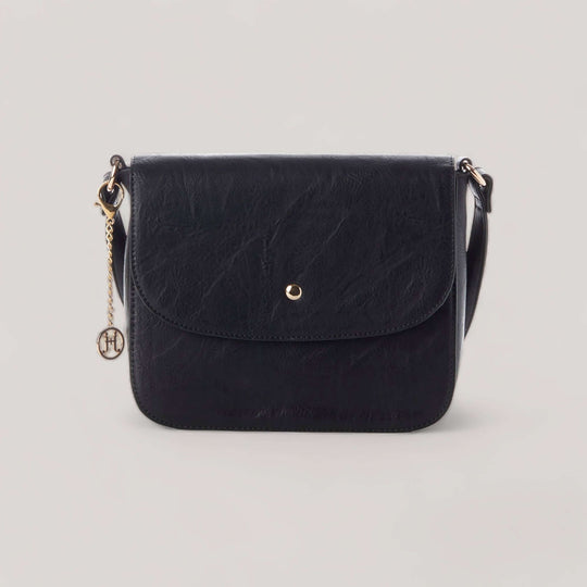 RACHEL | Black Button Snap Crossbody Bag