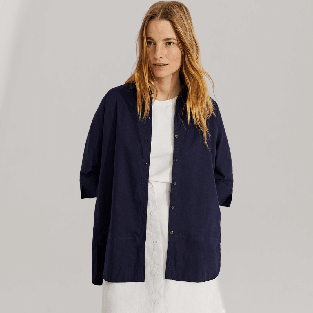 Grove - Organic Cotton Poplin Shirt - Navy | Women's | Women's Clothing | Ecoalf | ALLTRUEIST