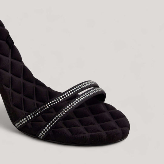 LUCIA | Black Crystal - Ankle Strap Sandals