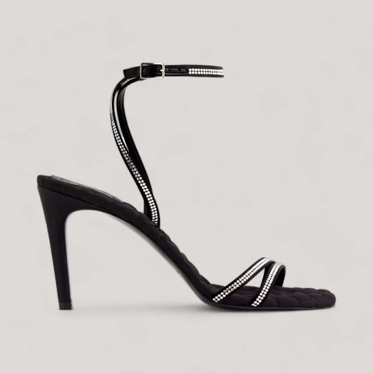LUCIA | Silver Crystal - Ankle Strap Sandals