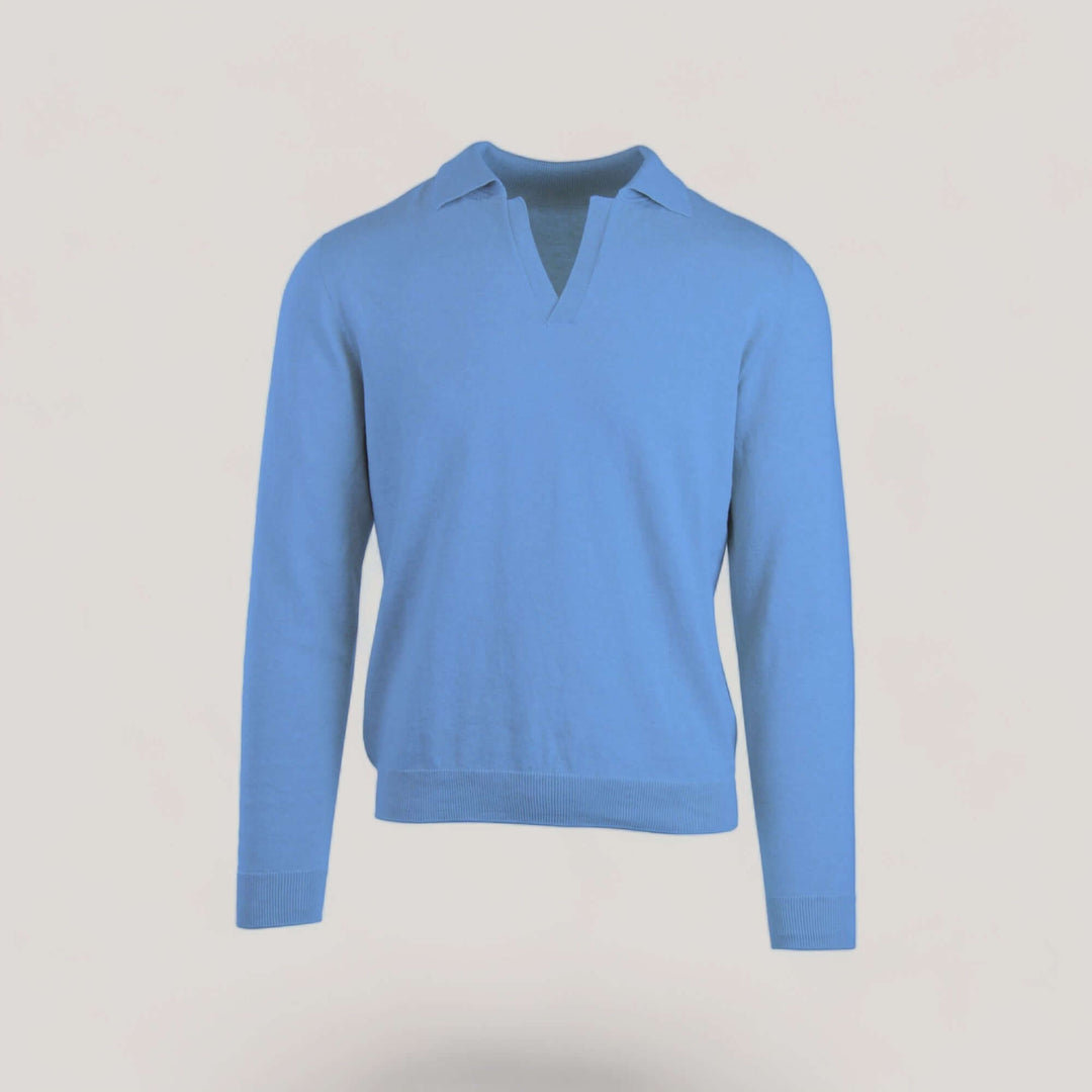 NEIL | Egyptian Cotton Long Sleeve Open Polo | COLOR: FIUME |3D Knitted by ALLTRUEIST