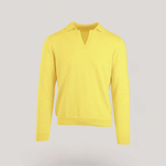 NEIL | Egyptian Cotton Long Sleeve Open Polo | COLOR: SOLE |3D Knitted by ALLTRUEIST