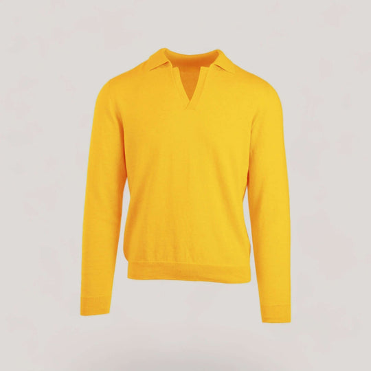 NEIL | Egyptian Cotton Long Sleeve Open Polo | COLOR: TUORLO |3D Knitted by ALLTRUEIST