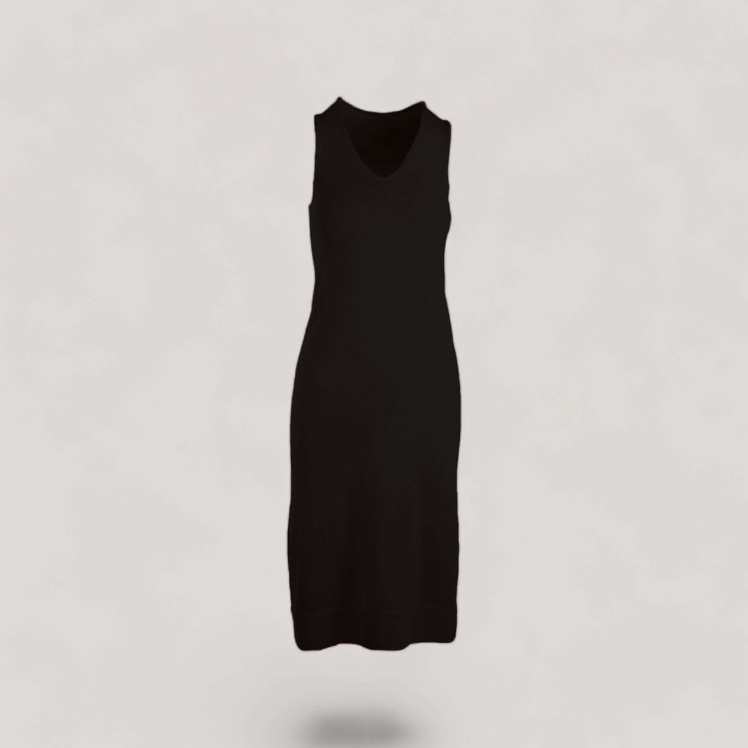 BROOKE | Egyptian Cotton Sleeveless Dress | COLOR: NERO |3D Knitted by ALLTRUEIST