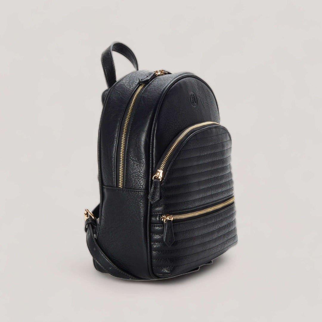 NINA II | Black Quilted Midi Backpack