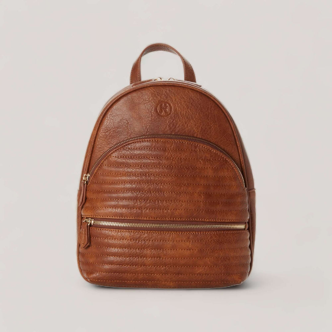 NINA II | Cognac Quilted Midi Backpack