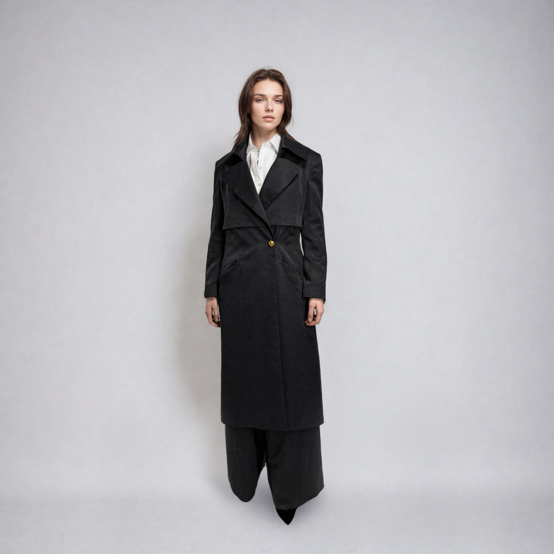 Vegan Silk Trench Coat - Linen & Cupro | Black | Women's Clothing | ALLTRUEIST By Maryna | ALLTRUEIST